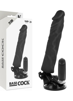BASECOCK - REALISTISCHER VIBRATOR MIT FERNBEDIENUNG NATÜRLICHER 21 CM -O- 4 CM - NEGRO