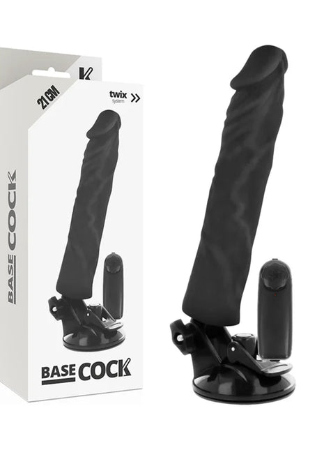 BASECOCK - REALISTISCHER VIBRATOR MIT FERNBEDIENUNG NATÜRLICHER 21 CM -O- 4 CM - NEGRO