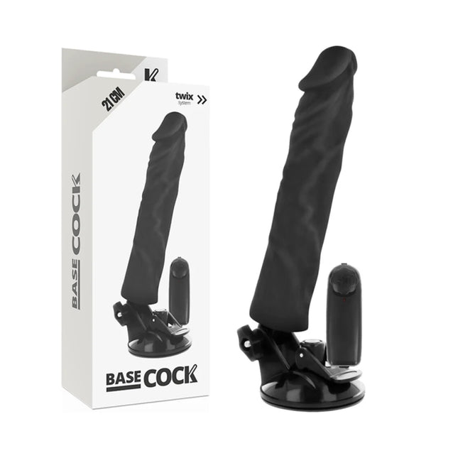 BASECOCK - REALISTISCHER VIBRATOR MIT FERNBEDIENUNG NATÜRLICHER 21 CM -O- 4 CM - NEGRO