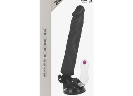 BASECOCK - REALISTISCHER VIBRATOR MIT FERNBEDIENUNG NATURWEISS 21 CM -O- 4 CM - NEGRO
