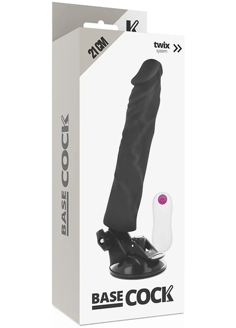 BASECOCK - REALISTISCHER VIBRATOR MIT FERNBEDIENUNG NATURWEISS 21 CM -O- 4 CM - NEGRO