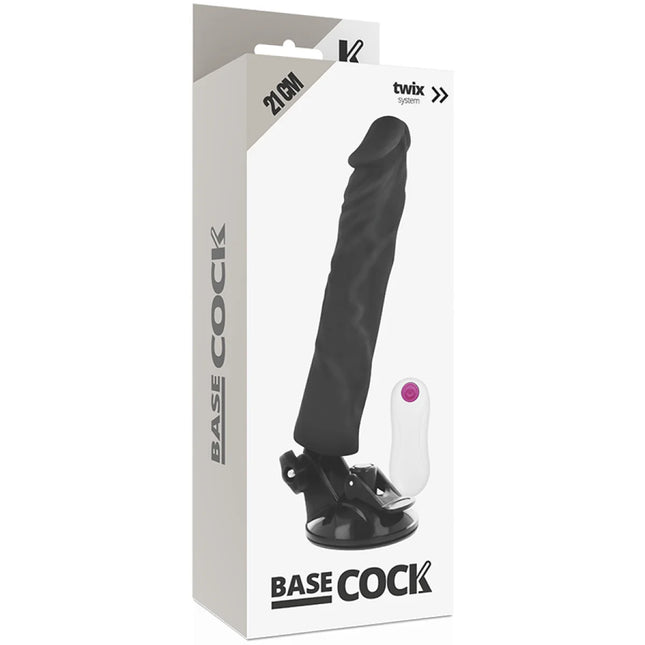 BASECOCK - REALISTISCHER VIBRATOR MIT FERNBEDIENUNG NATURWEISS 21 CM -O- 4 CM - NEGRO