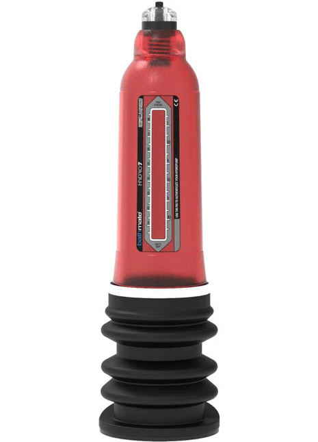 Bathmate hydro 7 hercules rot emax männliche pumpe mit schwarzer basis und transparentem messstab