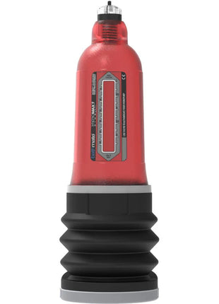 Roter und schwarzer wasserhochdruckpumpe bathmate hydromax 7 wide boy x30 rot mit transparentem manometer und schriftzug we-vibe max7