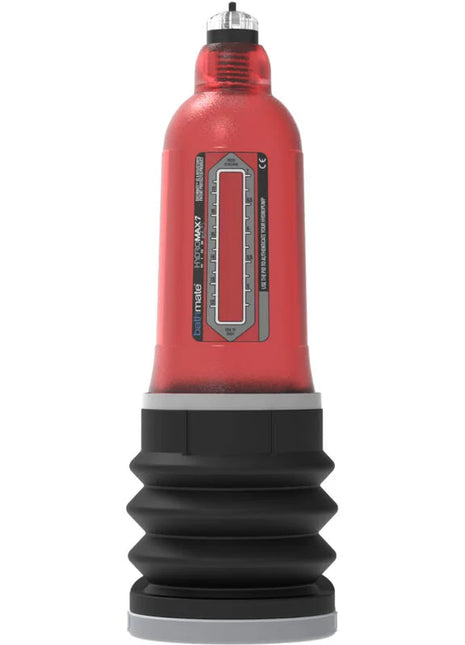 Roter und schwarzer wasserhochdruckpumpe bathmate hydromax 7 wide boy x30 rot mit transparentem manometer und schriftzug we-vibe max7