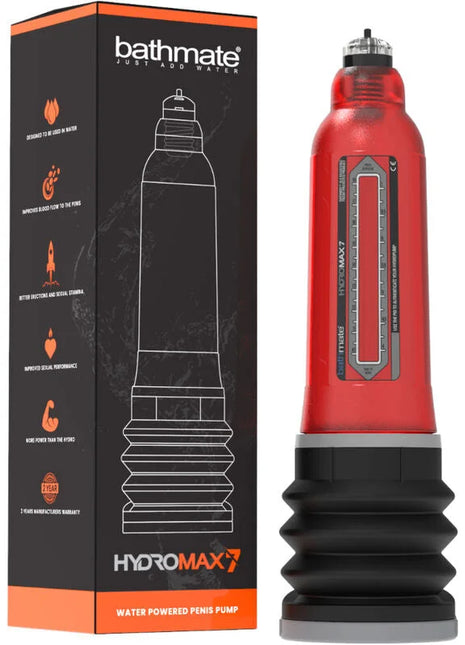 Red und schwarze bathmate hydromax7 x30 rot wasserbetriebene penis pumpe mit transparentem messbereich