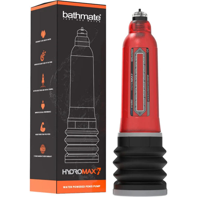 Red und schwarze bathmate hydromax7 x30 rot wasserbetriebene penis pumpe mit transparentem messbereich
