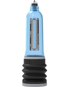 Bathmate hydromax 9 blau penis-erhöhungspumpe mit blau transparentem kunststoff schwarz gummi und silber metallic oberteil labeled vacuum maxx