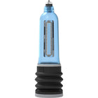 Bathmate hydromax 9 blau penis-erhöhungspumpe mit blau transparentem kunststoff schwarz gummi und silber metallic oberteil labeled vacuum maxx