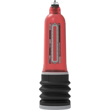 Roter und schwarzer hydraulische penis-pumpe hydromaxx mit transparentem manometer von masturbation brand