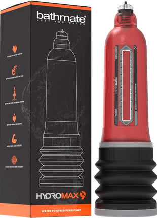 Bathmate hydromax 9 rote wasserbetriebene penis-erhöhungspumpe mit transparentem messgerät aus kunststoff