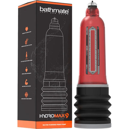 Bathmate hydromax 9 rote wasserbetriebene penis-erhöhungspumpe mit transparentem messgerät aus kunststoff