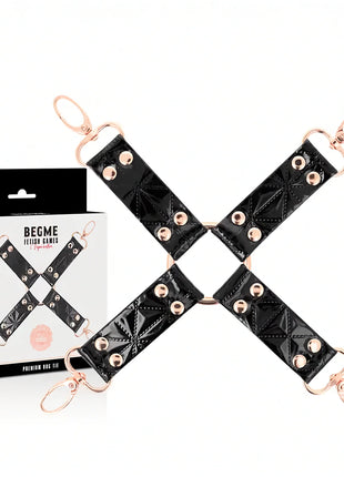 BEGME – Black Edition Hogtie-Verbinder aus veganem Leder & Neopren - Bondage-Set
