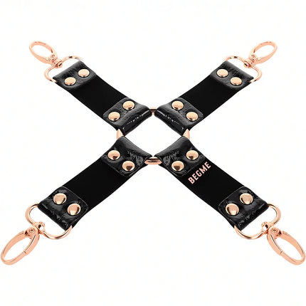 BEGME – Black Edition Hogtie-Verbinder aus veganem Leder & Neopren - Bondage-Set