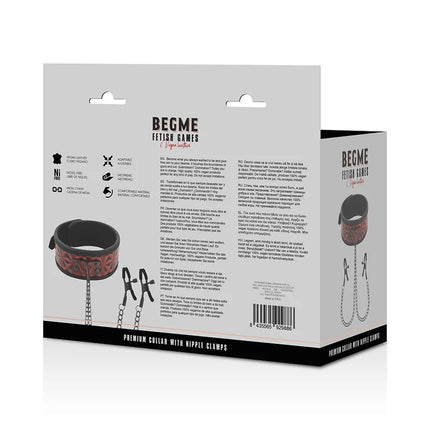 BEGME - RED EDITION HALSBAND MIT NIPPELKLEMMEN MIT NEOPRENFUTTER - Nippelklemmen