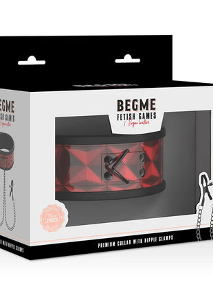 BEGME - RED EDITION HALSBAND MIT NIPPELKLEMMEN MIT NEOPRENFUTTER - Nippelklemmen