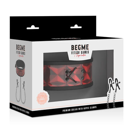 BEGME - RED EDITION HALSBAND MIT NIPPELKLEMMEN MIT NEOPRENFUTTER - Nippelklemmen