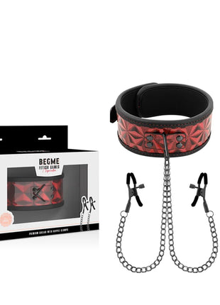 BEGME - RED EDITION HALSBAND MIT NIPPELKLEMMEN MIT NEOPRENFUTTER - Nippelklemmen