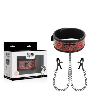 BEGME - RED EDITION HALSBAND MIT NIPPELKLEMMEN MIT NEOPRENFUTTER - Nippelklemmen
