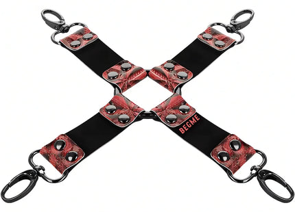 BEGME – Red Edition Hogtie-Verbinder aus veganem Leder & Neopren - Bondage-Set