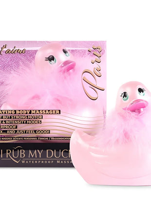 Pink gefiederte gummiente vibrierender körpermassager big tease toys i rub my duckie 2.0 paris rosa