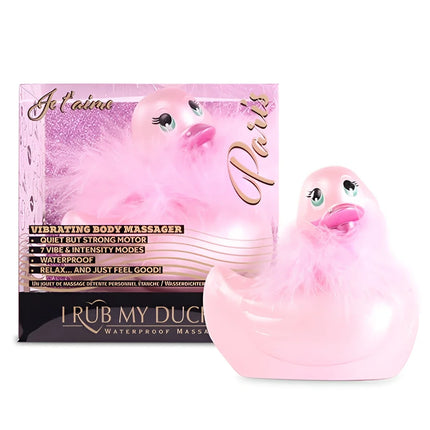 Pink gefiederte gummiente vibrierender körpermassager big tease toys i rub my duckie 2.0 paris rosa