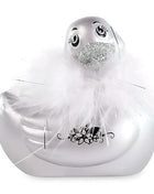 Silver glitter bad mit weißen federn und schwarzen dekorativen wirbeln big tease toys i rub my my duckie 2.0 paris silber