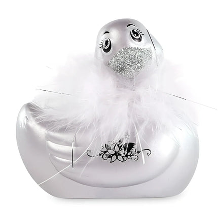Silver glitter bad mit weißen federn und schwarzen dekorativen wirbeln big tease toys i rub my my duckie 2.0 paris silber