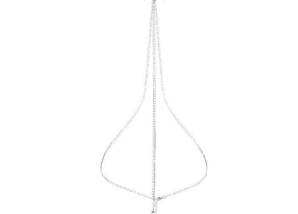 Silbermetallische halskette bijoux desir métallique mit texturiertem, kantigem design und hängenden ketten
