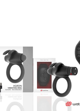 BLACK&SILVER - AGRON COCKRING-UHR MIT FERNBEDIENUNG - Penisring mit Vibration