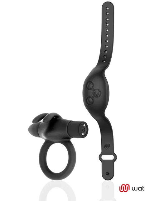 BLACK&SILVER - AGRON COCKRING-UHR MIT FERNBEDIENUNG - Penisring mit Vibration