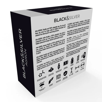 BLACK&SILVER - AGRON COCKRING-UHR MIT FERNBEDIENUNG - Penisring mit Vibration