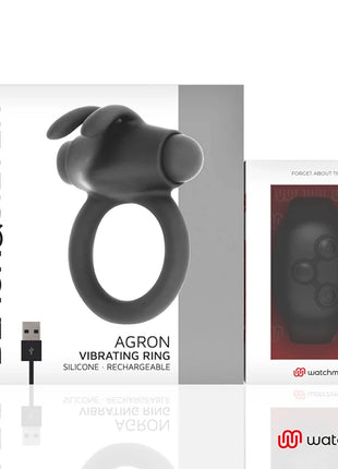BLACK&SILVER - AGRON COCKRING-UHR MIT FERNBEDIENUNG - Penisring mit Vibration