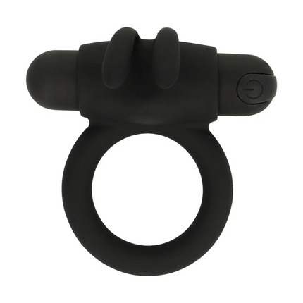 Schwarzer silikonring black&silver agron ring 2.o mit zwei strukturierten hervorhebungen und seitlichem power-knopf