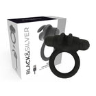 Schwarzer silikon vibrierender ring mit strukturierter oberfläche und power-button agron ring 2.o von black&silver