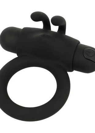 Schwarzer silikon cockring agron ring 2.0 mit antennen und power-taste von black&silver