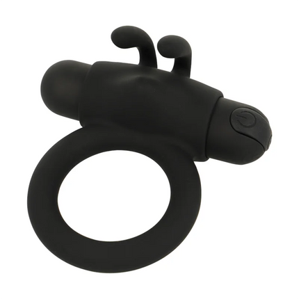 Schwarzer silikon cockring agron ring 2.0 mit antennen und power-taste von black&silver