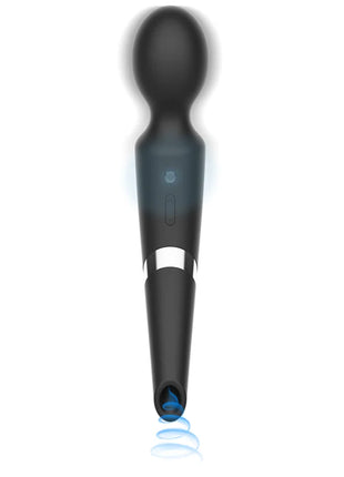 Schwarzer silikon-massager mit ergonomischem design und silbernem akzentband von black&silver beck