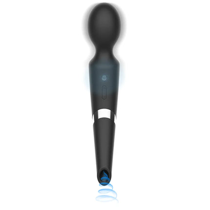 Schwarzer silikon-massager mit ergonomischem design und silbernem akzentband von black&silver beck