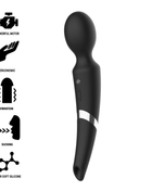 Schwarzer silikon-massager mit silbernem akzentband und ergonomischem design aus der black&silver beck serie