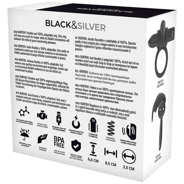 BLACK&SILVER - BURTON COCKRING-UHR MIT FERNBEDIENUNG - Penisring mit Vibration