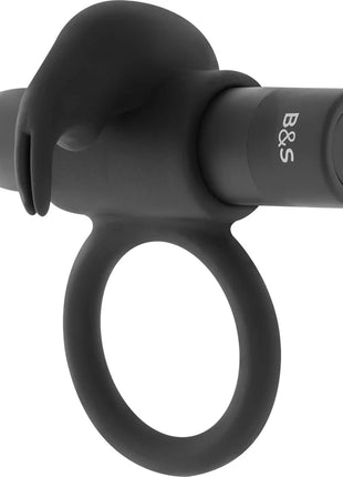 Schwarzer silikon vibrating ring von Black&Silver mit integriertem wand und 10 vibrationsmodi