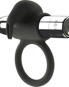 Schwarzer silikonring mit metallischem silberboden und bds-logo und powerknopf für 10 vibrationsmodi