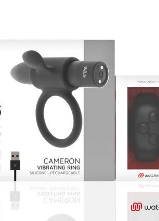 BLACK&SILVER - CAMERON COCKRING-UHR MIT FERNBEDIENUNG - Penisring mit Vibration