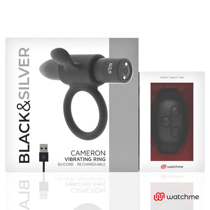 BLACK&SILVER - CAMERON COCKRING-UHR MIT FERNBEDIENUNG - Penisring mit Vibration