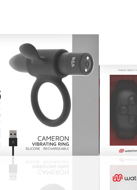 BLACK&SILVER - CAMERON COCKRING-UHR MIT FERNBEDIENUNG - Penisring mit Vibration