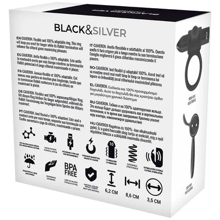 BLACK&SILVER - CAMERON COCKRING-UHR MIT FERNBEDIENUNG - Penisring mit Vibration