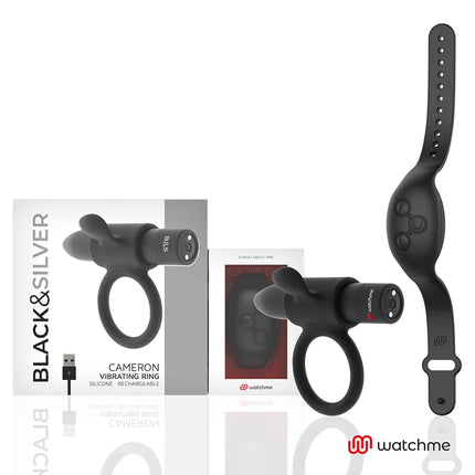 BLACK&SILVER - CAMERON COCKRING-UHR MIT FERNBEDIENUNG - Penisring mit Vibration