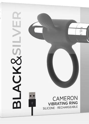 Black und silber silikon vibrierender ring cameron ring silber mit usb wiederaufladbarem zylinderförmigem kopf