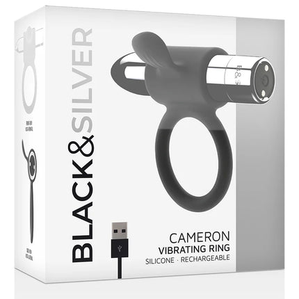 Black und silber silikon vibrierender ring cameron ring silber mit usb wiederaufladbarem zylinderförmigem kopf